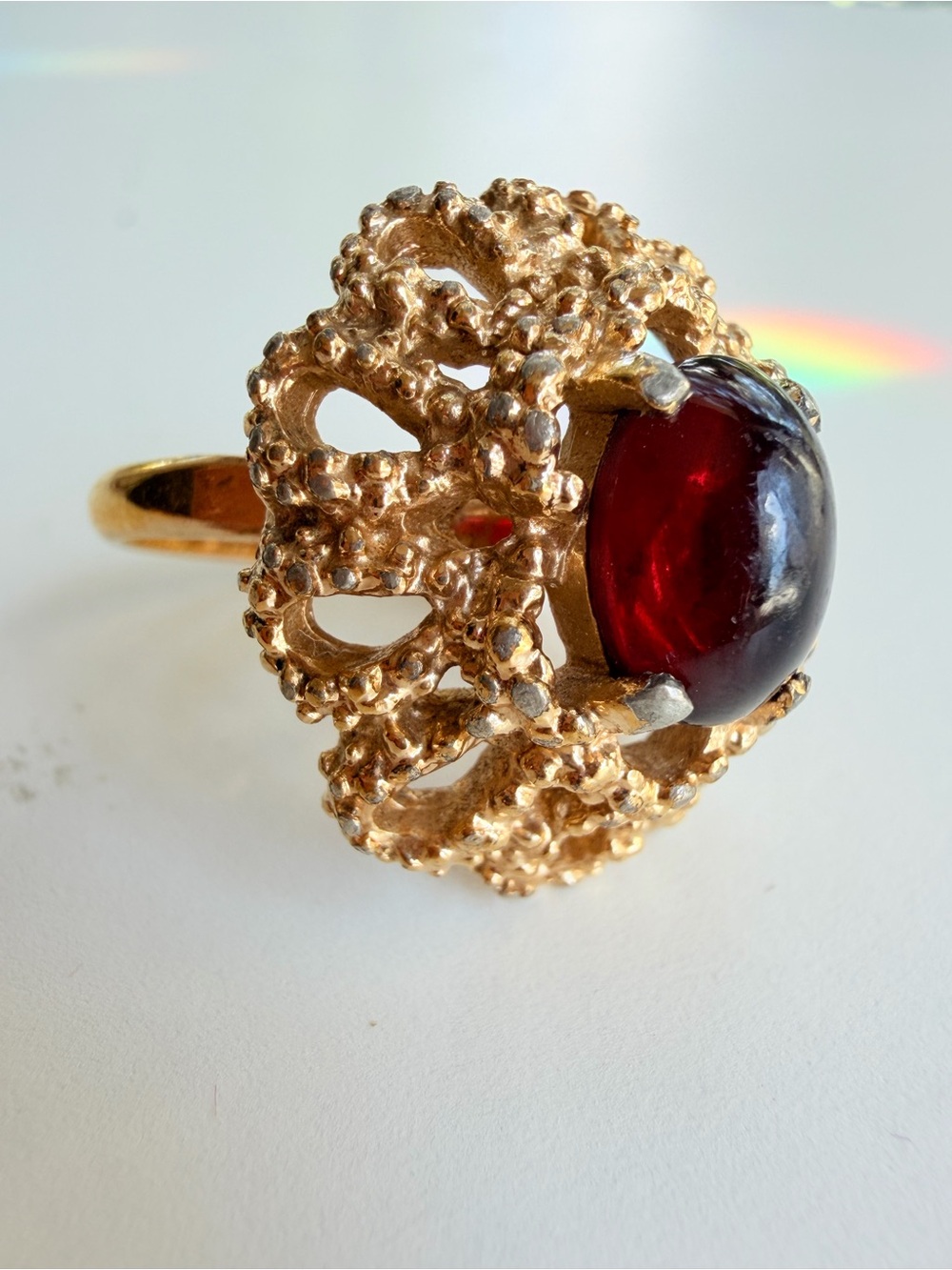 Sarah Coventry faux Ruby ring 1970s